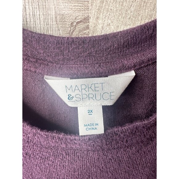 Market & Spruce Womens 2X Purple Knit Top With 3/4 Sleeves Rayon Blend Shirt - Picture 4 of 7